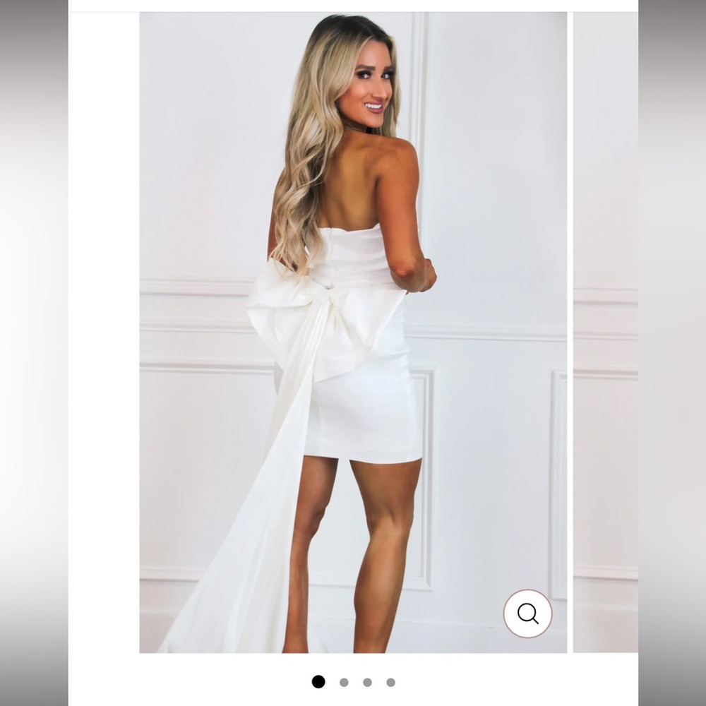 Bella & Bloom Short White Dress with Bow Train